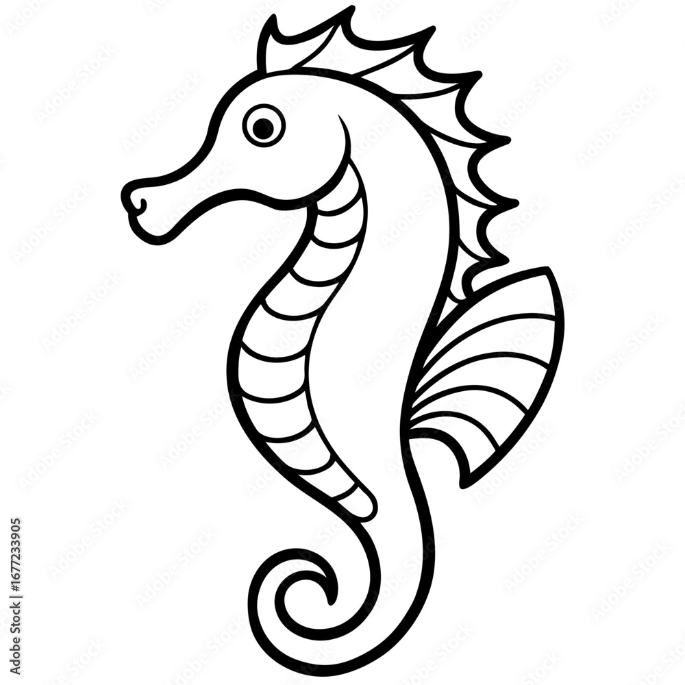 Fototapeta premium Seahorse line art vector
