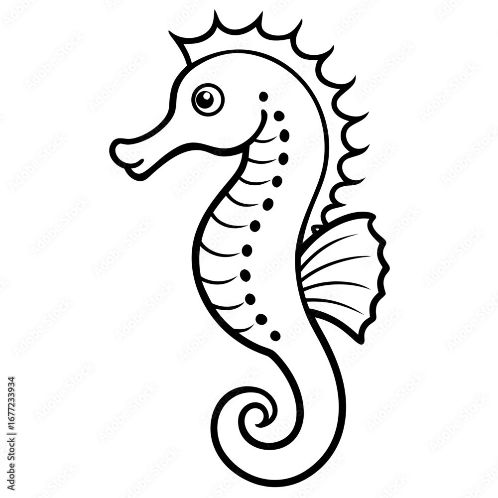 Fototapeta premium Seahorse line art vector