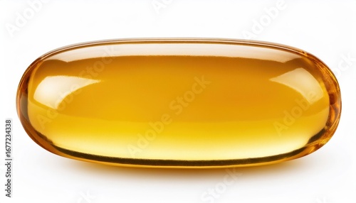 Fish Oil Pill Isolated on White Background – Omega 3, Clipping Path and Full Depth of Field