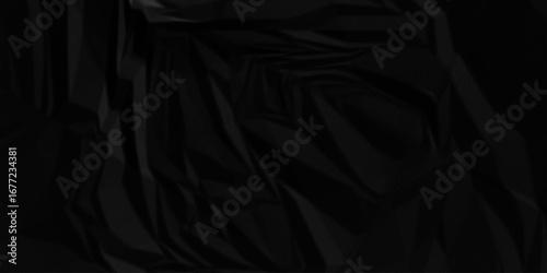 Black paper wrinkled texture for background space. Rough blackpaper. Paper texture, recycled creased paper background.