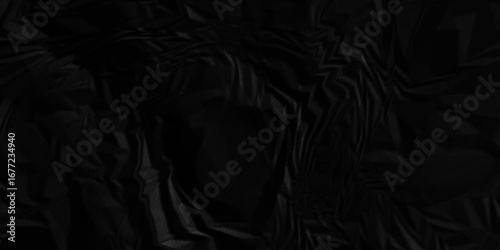 Black paper wrinkled texture for background space. Rough blackpaper. Paper texture, recycled creased paper background.