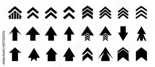 Collection of Black Up and Down Arrow Icons: UI Design Elements