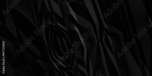 Black paper wrinkled texture for background space. Rough blackpaper. Paper texture, recycled creased paper background.