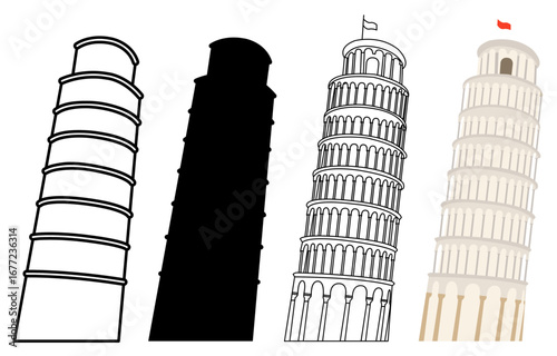 Collection of Leaning Tower of Pisa as Landmarks of Italy