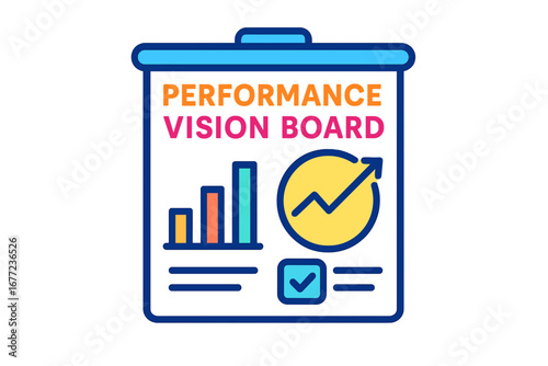 Performance vision board with charts and checkmarks in colorful style performance vision board