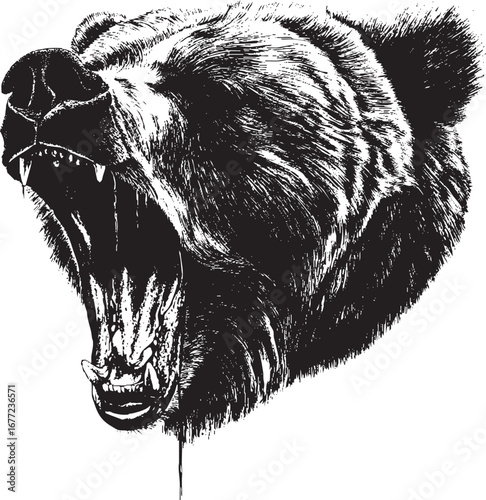 Bear vector drawing. You can use it in any size in your works such as tattoo, advertising, logo.