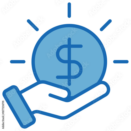 Income Blue White Icon Editable Stroke