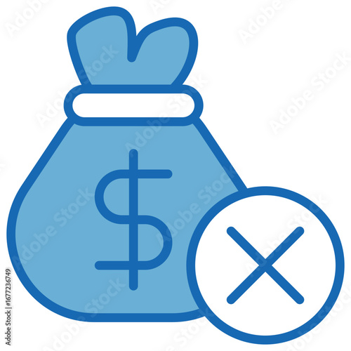 Poverty Blue White Icon Editable Stroke