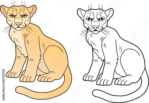 puma, outline illustration, coloring page for kids