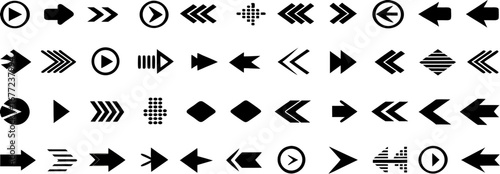 Collection of Black Arrow Icons: Left, Right, Up, Down Arrows for Web Design