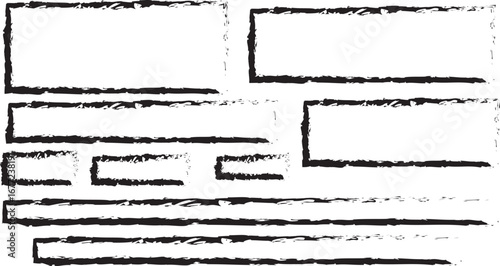 A collection of rough rectangular shapes arranged in a staggered formation style