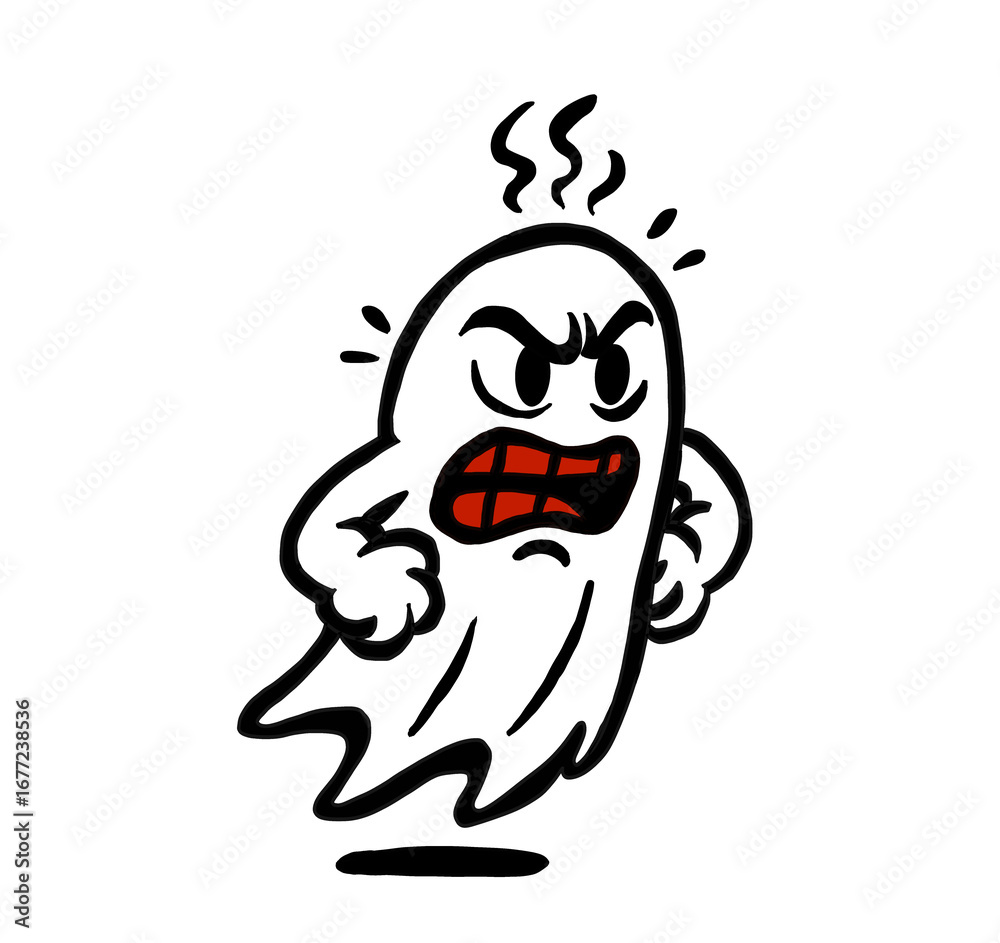 Obraz premium Vintage Cartoon Angry Ghost Illustration