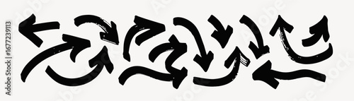 Collection of Hand-Drawn Black Arrows; Up, Down, Left, Right