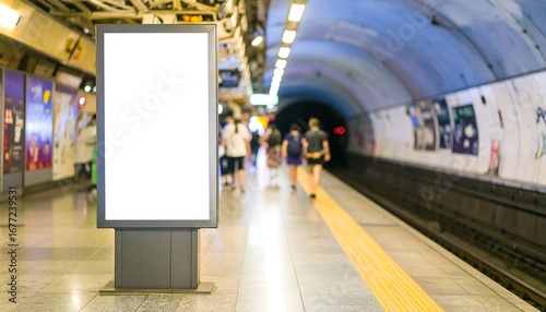 Blank advertisement board in a subway station
