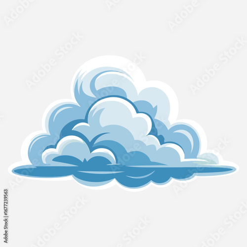 A large, stylized blue and white fluffy cumulus cloud for weather or sky designs, vector illustration
