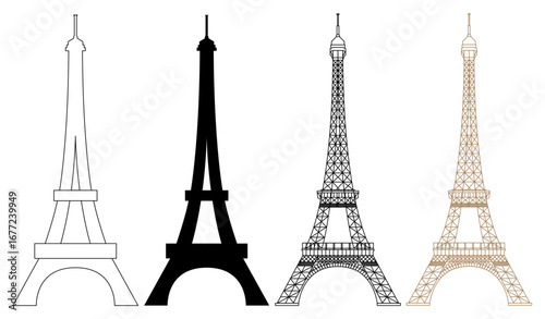 Collection of Eiffel Tower as Landmarks of France