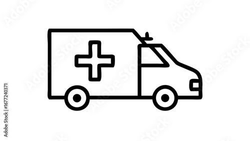 Wallpaper Mural Emergency ambulance vehicle icon with medical cross shown in profile view on a white background. Torontodigital.ca