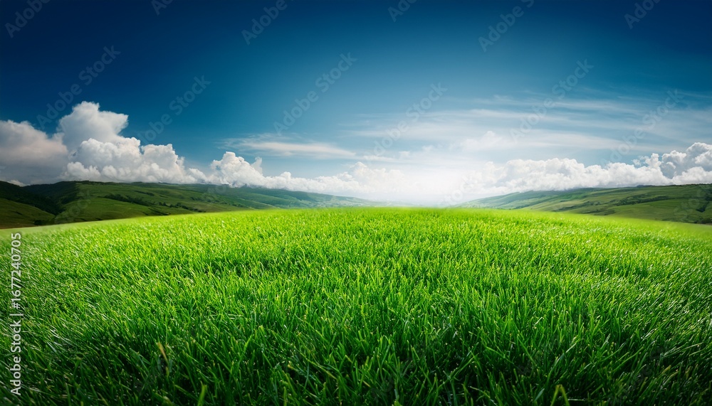 Fototapeta premium lush emerald grass field with perfect texture stretching across natural landscape