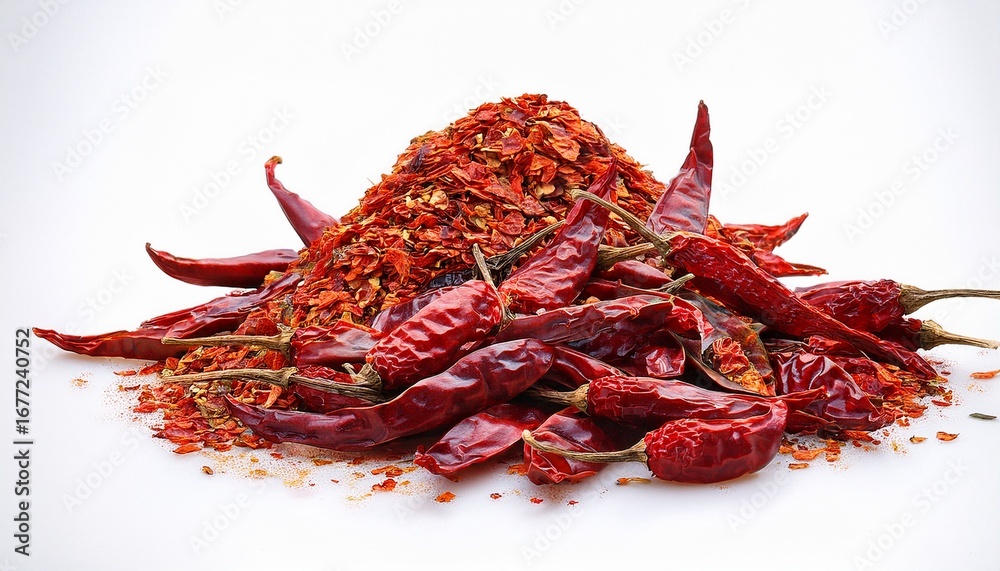 Obraz premium dry red chili peppers isolated on transparent background cutout