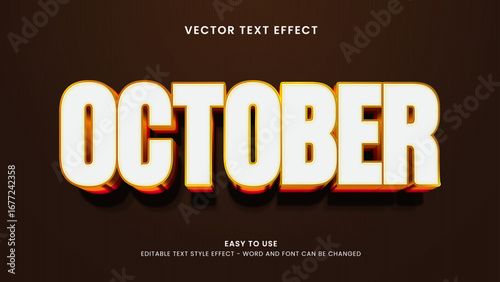 editable text effect october 3d style premium vector