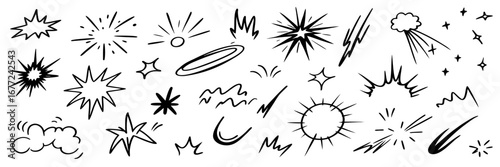 Hand-drawn Sparkle, Starburst, and Lightning Graphics Collection