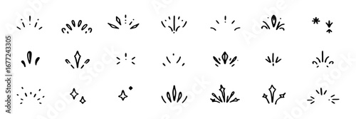 24 Hand Drawn Burst & Sparkle Vector Graphics