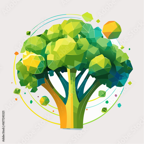 Vibrant Low Poly Broccoli Illustration