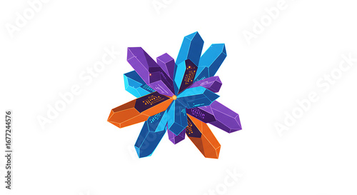 Abstract Digital Crystal Cluster with Circuit Patterns – Modern Tech Innovation Vector