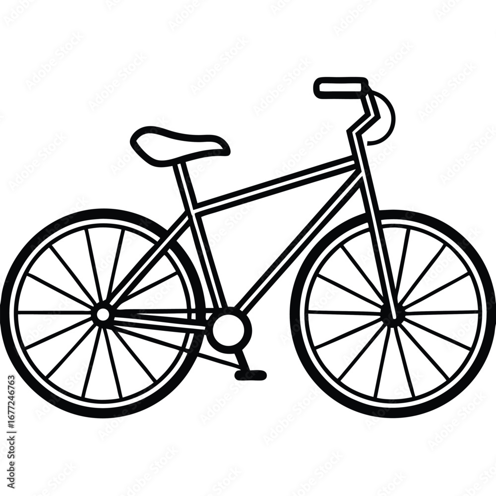 Obraz premium Black silhouette of a bicycle with thin spokes on a white background bike