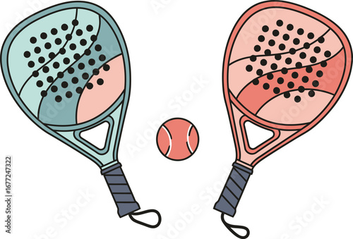 Get ready for summer fun with these colorful padel rackets and ball for active games and healthy lifestyles