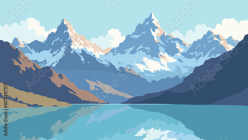 The jagged peaks of Torres del Paine with icy blue lakes, Chile