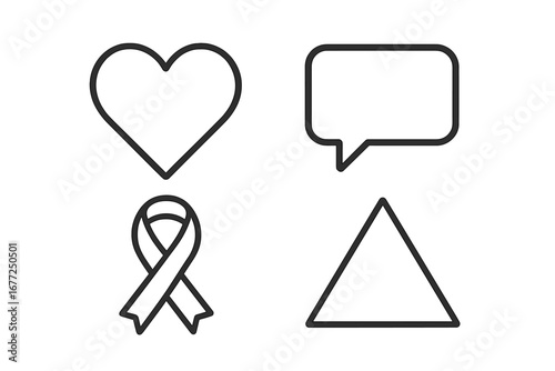 Flat web icon set featuring Instagram social media symbols: Like, Comment, Share, and Save