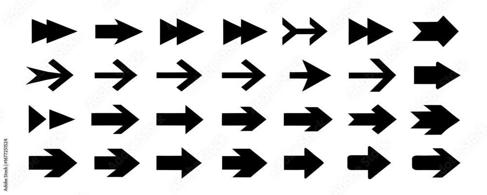 Collection of Black Arrow Icons: Various Styles & Directions Collection of Black Arrow Icons: Various Styles & Directions