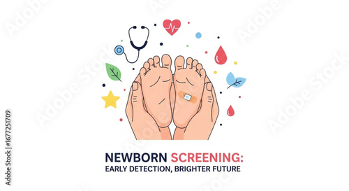Infant health checkup and newborn medical screening illustration