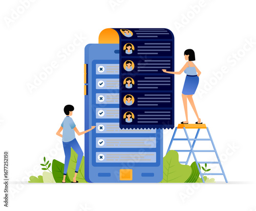 Checklist for job applicants using apps. Illustration design can be used for book cover, banner, website, web, ads