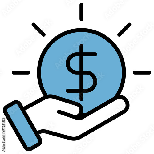 Income Blue Black Icon Editable Stroke