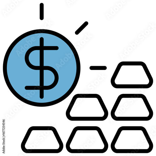 Wealth Blue Black Icon Editable Stroke