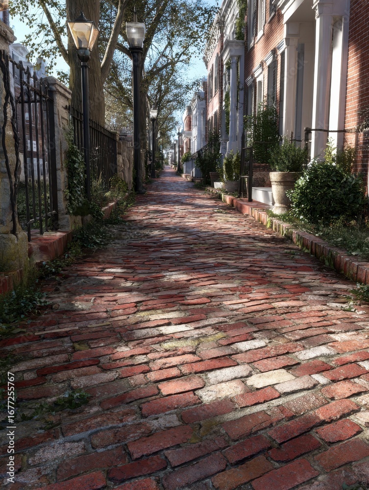 Obraz premium dc neighborhood historic brick sidewalks in washington dc community