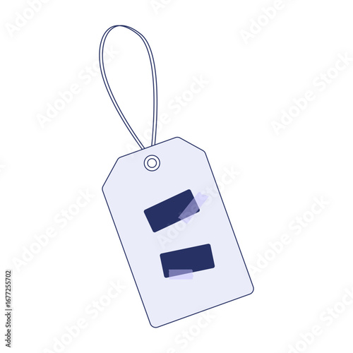 Price tag, blank coupon, sales label. Discount loyalty program. Low price sale, adhesive tape stuck on. Purchase concept with promotional offer and bonus, voucher. A low price, cashback. Vector.