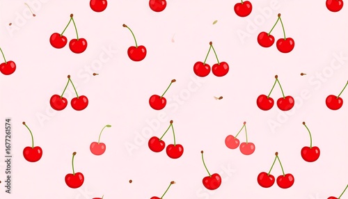 Cherries pattern on pink