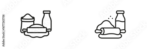 Baking ingredients and rolling pin icon