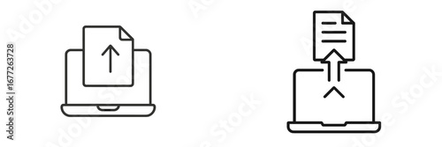 Document upload icon on laptop screen