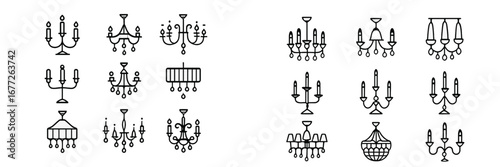 Collection of decorative chandelier and candelabra icons