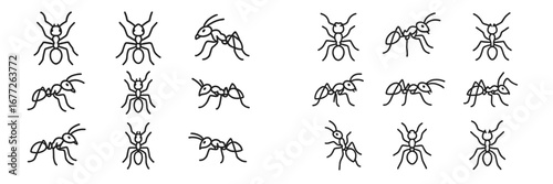 Collection of stylized ants in various poses