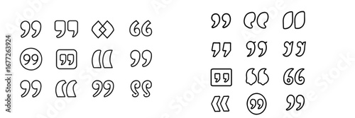 Collection of quotation mark icons and symbols