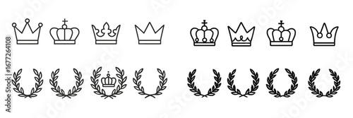Collection of Crown and Laurel Wreath Icons