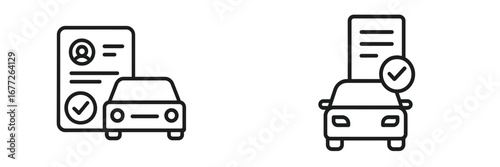 Car and Document Icons with Checkmarks