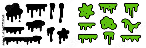 Green slime blobs and drips collection