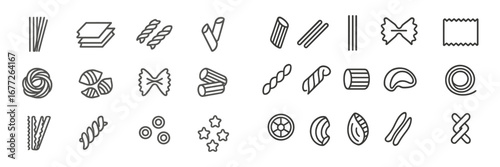 Collection of pasta shapes icons