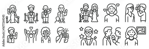 Celebrity and paparazzi icon set
